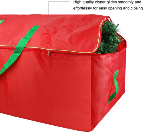 Miniatura 7 de TQS Bolsa de almacenamiento para árbol de Navidad – Se adapta a árbol artificial de Navidad de hasta 7.5 pies – Caja de árbol de Navidad
