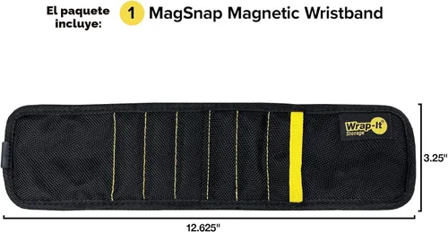 Miniatura 3 de Pulsera Magnética MagnSnap de Wrap-It Storage - Negra - Gran Regalo para el Padre - Imán de Muñeca, Cinturón de Herramientas y Soporte
