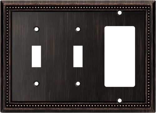 Miniatura 139 de Henne Bery Sunken Pearls - Placa de pared decorativa resistente para interruptor, cubierta para tomacorrientes (doble dúplex, níquel satinado)