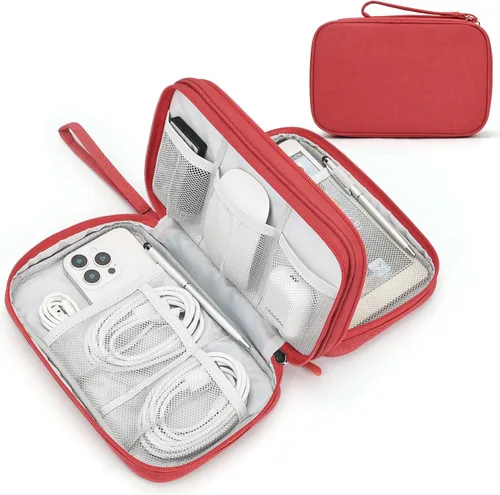 Miniatura 36 de FYY Organizador electrónico, organizador de cables de viaje, bolsa de transporte para accesorios electrónicos, portátil, impermeable, doble capa