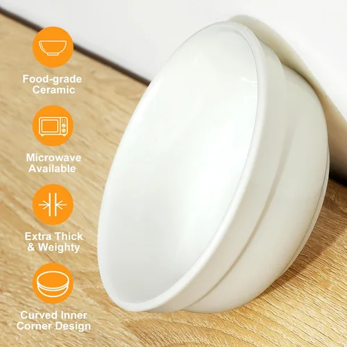 Miniatura 3 de COMESOON Cuenco de cerámica para gatos de 5 pulgadas con patrón de hueso de pescado, cuenco de comida para gatos para alimentos y agua, platos