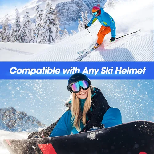 Miniatura 5 de MAMBAOUT Gafas de esquí de nieve para adultos, gafas de snowboard para jóvenes, adolescentes, hombres y mujeres, gafas de moto de nieve de visión