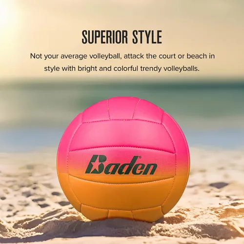 Miniatura 4 de Baden Fun Design Official Size & Weight Indoor & Outdoor Volleyball Bright & Beachy! Soft Touch Synthetic Leather, Durable Stitching All Ages