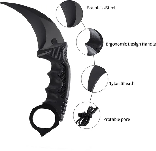 Miniatura 6 de Karambit - Cuchillo de entrenamiento sin filo Karambit con funda para principiantes, herramienta de entrenamiento 100% segura
