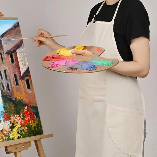 Miniatura 7 de KEVIN&SASA CRAFTS Delantal de pintura para hombres y mujeres, profesional para pintura acrílica, al óleo y acuarela, con 3 bolsillos, delantal