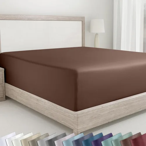 Miniatura 21 de California Design Den - Sábana bajera ajustada de algodón con bolsillo profundo, suave de 400 hilos, 100 % algodón satinado, ajuste ceñido, elástico
