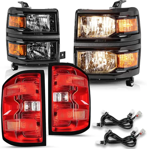 Miniatura 21 de JSBOYAT Conjunto de faros delanteros y luces traseras 2014 2015 Chevy Silverado 1500 Camioneta Pickup [Estilo de fábrica OE] lado del pasajero