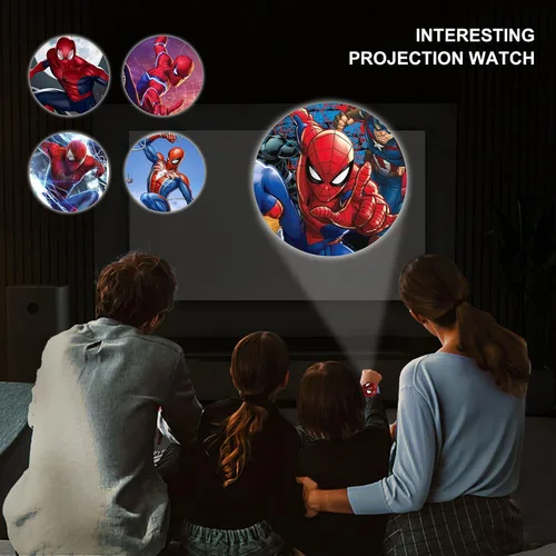 Miniatura 3 de Spider-Man - Reloj con proyector de 24 imágenes, reloj de pulsera digital con imagen de dibujos animados, regalo de fiesta para niños y niñas