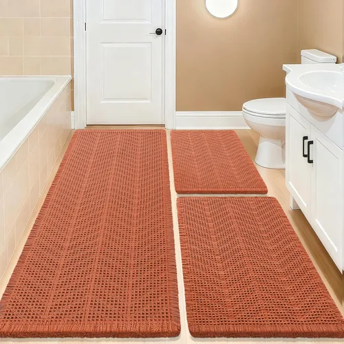 Miniatura 106 de Tapete de baño con diseño de gofre, moderno, bohemio, absorbente, antideslizante, ultrasuave, lavable a máquina, con letra de baño, dormitorio