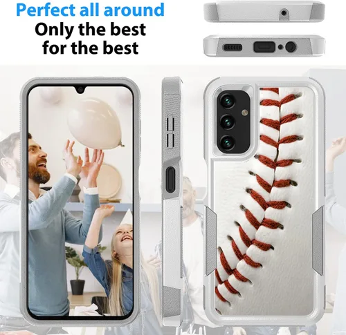Miniatura 5 de Funda para Samsung Galaxy A14 5G, deportes de béisbol patrón blanco absorción de golpes PC duro e interior de silicona híbrida doble capa Armor