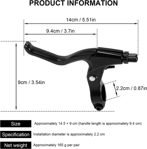 Miniatura 5 de Chooee Palanca de freno de bicicleta, manillar de bicicleta de montaña palanca de freno para MTB, negro corto