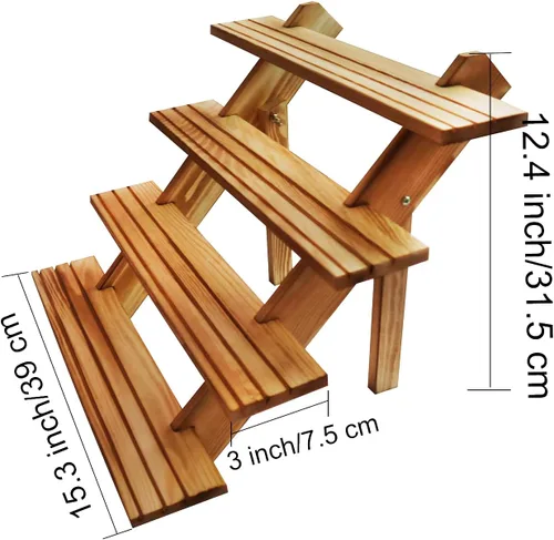 Miniatura 5 de Soporte para aretes y anillos elevadores de madera marrón, estante de almacenamiento, estante de joyería, estante de escritorio, soporte para tazas