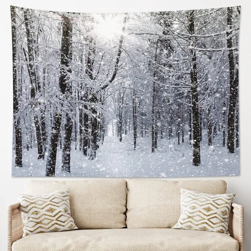 Miniatura 16 de HVEST Tapiz de cielo estrellado, nieve, montaña, para colgar en la pared, bosque de pinos, tapices para dormitorio, sala de estar, decoración