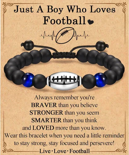 Miniatura 8 de EFVISD Pulsera de fútbol, baloncesto, béisbol, hockey para regalos para niños jugadores amantes de equipos, hijo, nieto, hermano, sobrino, amigo