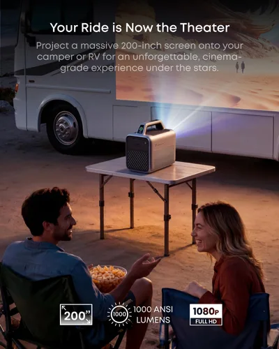 Miniatura 6 de NEBULA Proyector portátil para exteriores Mars 3, 1000 lúmenes ANSI, imagen potenciada por IA, batería integrada con 5 horas de reproducción, TV