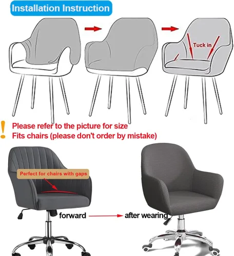 Miniatura 3 de Funda para silla de computadora de oficina, 2 piezas con brazos giratorios y respaldo curvado, funda para silla de comedor, estilo moderno