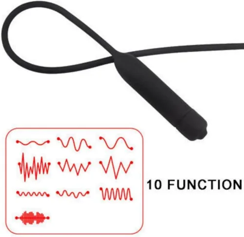 Miniatura 5 de Tapón uretral de silicona vibratorio con sonidos uretrales para el pene, dilatador masculino para masturbación uretral, negro (5.9 in)