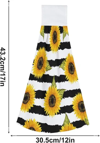 Miniatura 6 de Toallas vintage de girasol y mariposas para cocina, 2 piezas, toalla de cocina colgante floral de primavera acuarela, toallas de mano florales