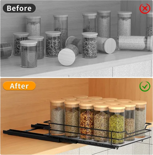 Miniatura 3 de BOIVSHI Organizador de especias extraíble para gabinete, organizador de especias deslizante resistente para armarios de cocina y despensa, se adapta