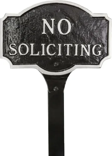 Miniatura 5 de Placa estándar Montague No Soliciting de 10" x 15" - Blanco/Negro