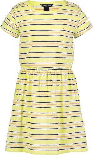 Tommy Hilfiger Vestido tipo camiseta de algodón de manga corta para niña con estampados y patrones divertidos