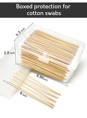Miniatura 6 de 500 PCS Hisopos de Limpieza de Pistola de Precisión de 6 Pulgadas con Estuche de Almacenamiento - Hisopos Largos de Algodón con Mango de Bambú Sin
