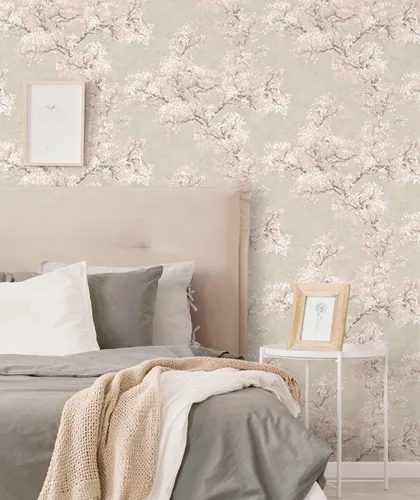 Miniatura 2 de NextWall Cherry Blossom Grove - Papel tapiz para despegar y pegar (pergamino y rosa)
