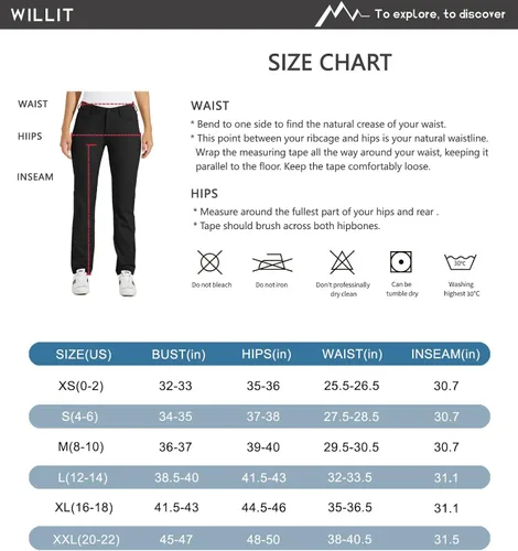 Miniatura 7 de Willit Pantalones de golf para mujer, elásticos, de secado rápido, ligeros, casuales, con bolsillos, resistentes al agua
