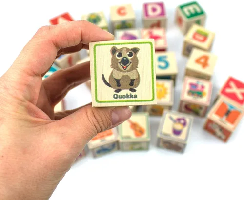 Miniatura 7 de QUOKKA Bloques de madera para niños pequeños de 1 a 3 a 26 ABC Bloques de aprendizaje para bebés para niños de 3 a 5 años de edad, juguetes