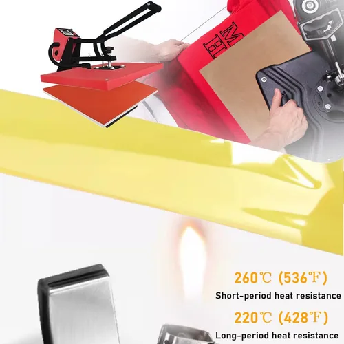 Miniatura 4 de Paquete de 3 hojas de teflón para prensa térmica 15x15 y 3 rollos de cinta de transferencia de calor de 10 mm, hoja de transferencia antiadherente