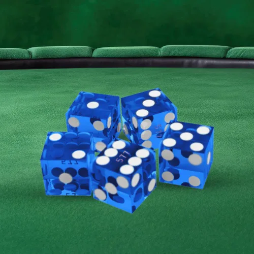 Miniatura 2 de Juego de dados - Dados de casino serializados de 19 mm de grado A con bordes afilados - Accesorios para noche de juegos de Trademark Poker (Azul)