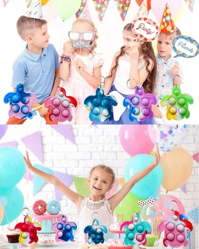 Miniatura 6 de 30 paquetes de mini llavero de tortuga arcoíris a granel para niños y niñas, regalo de fiesta de verano, regalo para aliviar el estrés, estudiantes