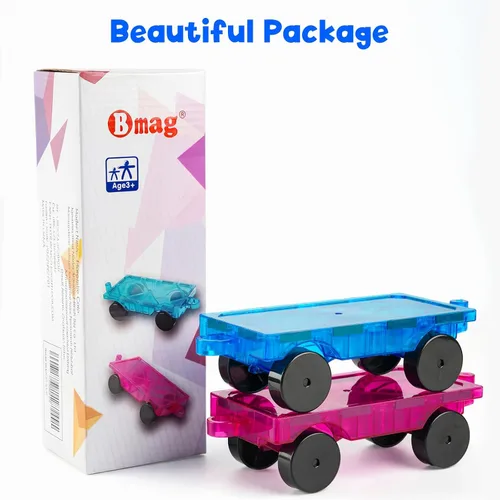 Miniatura 5 de Bmag Juego Magnético de Autos de 2 Piezas, Fichas de Construcción de Vehículos, Juguetes Magnéticos Compatibles con Fichas Magnéticas, Juguetes