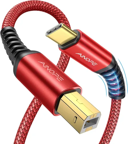 Miniatura 10 de AINOPE Cable de impresora USB C de 6.6 pies, negro, trenzado de nailon, para Yamaha, piano digital Casio, teclado, hp, hermano, impresoras Canon