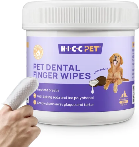 Miniatura 10 de HICC Pet Toallitas de limpieza de dientes para perros y gatos, elimina el mal aliento eliminando la placa y la acumulación de sarro, cepillo