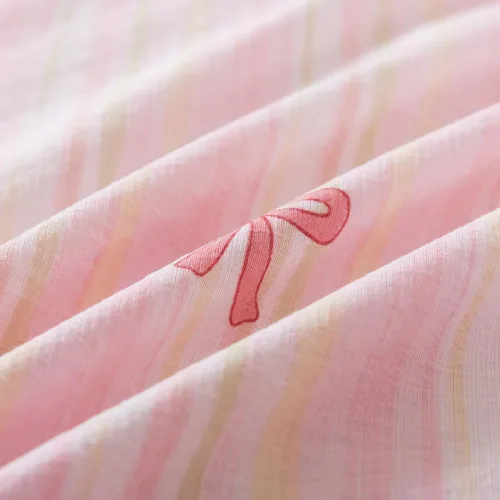 Miniatura 7 de Juego de ropa de cama de 5 piezas con lazo rosa para niñas, tamaño individual, ropa de cama Kawaii en una bolsa con sábanas de microfibra suave