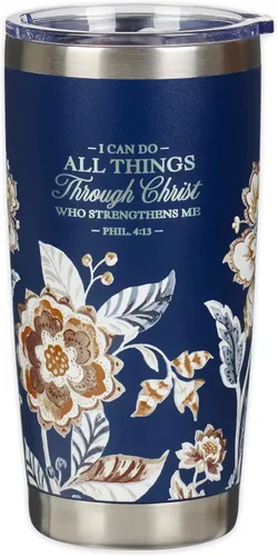 Miniatura 14 de Christian Art Gifts - Vaso de viaje de acero inoxidable de 18 oz con doble pared aislante al vacío con versículo bíblico, gris, con tapa retráctil