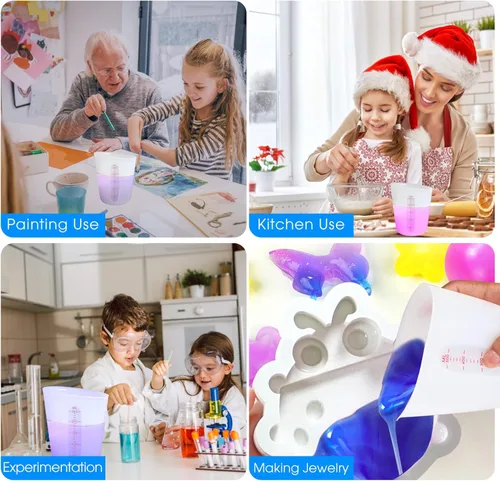 Miniatura 8 de ZUYEE Tazas medidoras de silicona (2 tazas + 1 taza) tazas de fusión flexibles para mantequilla de resina epoxi, taza de chocolate para hornear, 2
