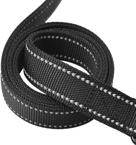 Miniatura 3 de Correa de perro de 6 pies con asa acolchada de tráfico, resistente, doble asa para un mayor control de capacitación en seguridad, perfecto para Negro