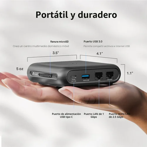 Miniatura 3 de TP-Link Router de viaje Wi-Fi 6 AX3000 de doble banda TL-WR3002X Multi-Gig portátil OpenVPN, WireGuard Fácil compartir WiFi público Aprobado
