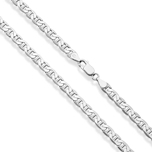 Miniatura 2 de Miabella Solid 925 Sterling Silver Italian 6mm Diamond-Cut Solid Flat Mariner Link Chain Necklace for Women Men, Made in Italy