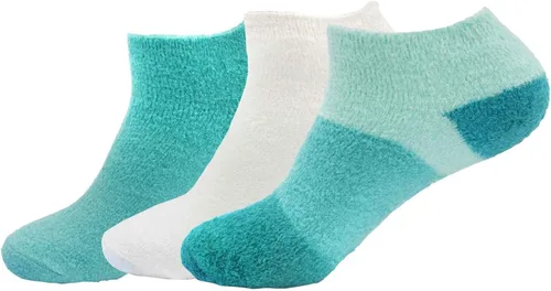 Miniatura 24 de BambooMN Calcetines de spa de nailon mullidos con infusión de aloe para mujer, talla 4-8, aguamarina, 3 pares