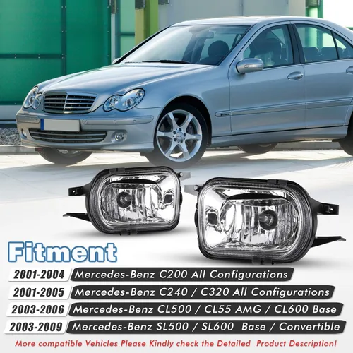 Miniatura 2 de Conjunto de luz antiniebla para Mercedes Benz W203 Clase C/Mercedes Benz C200 C240 C320 C230 SL500 /SL550/SLK350 OEM reemplazo antiniebla lámparas