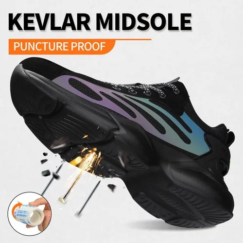 Miniatura 3 de BAIYIJIA Steel Toe Shoes for Men No Slip Work Shoes Construction Industrial Work Tennis Shoes Safety Shoes Lightweight Steel Toe Sneakers for Men