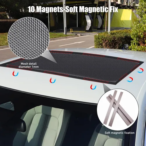 Miniatura 3 de Parasol Magnético para Coche, Pantalla Magnética de Malla Transpirable para Acampar y Estacionar, Protección UV de Instalación Rápida para Techo