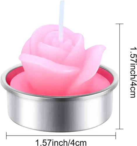 Miniatura 3 de TecUnite 12 velas de rosas hechas a mano, delicadas velas de rosas para San Valentín, spa, fiesta, boda, regalo para decoración del hogar (rosa)