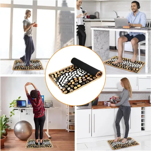 Miniatura 6 de Alfombrilla de masaje de guijarros, masajeador de pies reflexología, almohadilla de acupresión de pies adoquines para relajación de pies cansados
