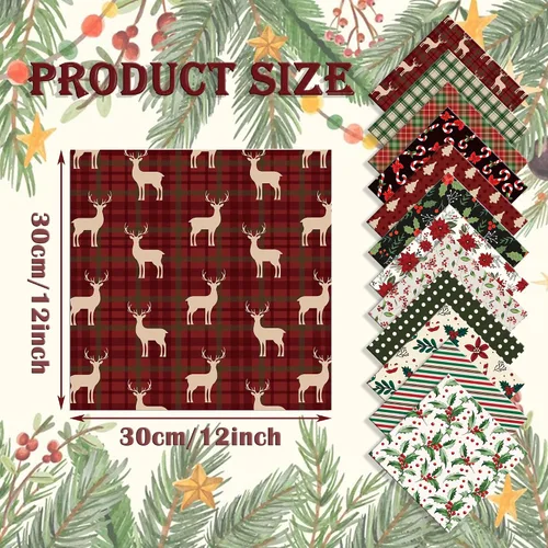 Miniatura 3 de 24 hojas de papel de álbum de recortes con patrón navideño, 12 x 12 pulgadas, doble cara, rojo y verde, texturizado, floral, papel plegable