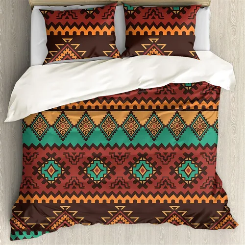 Aztec Southwest - Juego de funda de edredón de tamaño individual de nativos americanos, funda de edredón tamaño matrimonial con fundas de almohada,