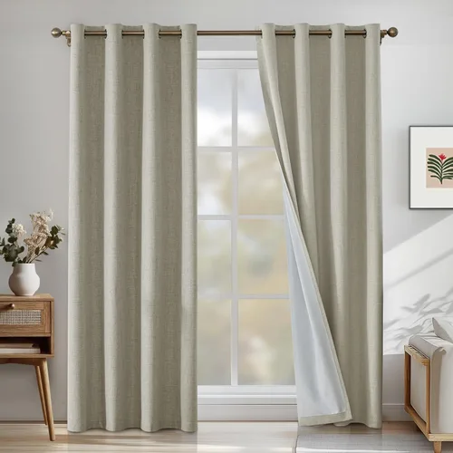 Miniatura 13 de Cortinas de lino 100% opacas para dormitorio, cortinas opacas de 45 pulgadas de largo, cortinas de oscurecimiento de habitación para sala de estar